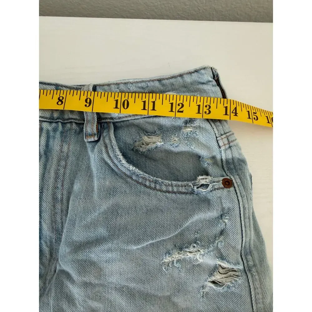 Zara Womens Light Denim Mini Distressed Skirt Size Small Jean Y2K